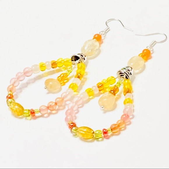 Sunny Bright CITRINE Happy Beaded Earrings - Picture 3 of 7